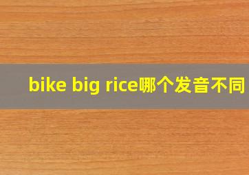 bike big rice哪个发音不同